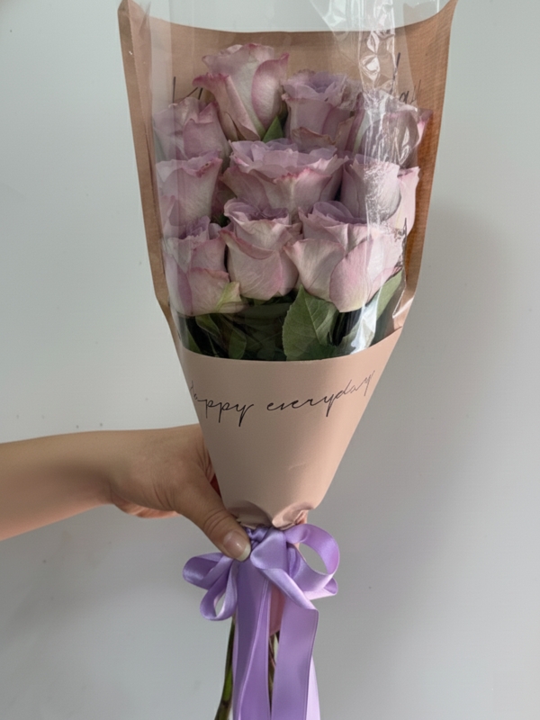 10 İthal Lila Gül Buketi